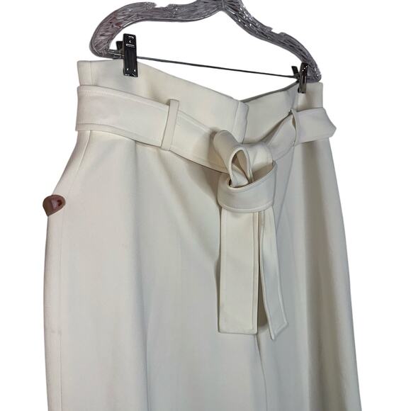 NWT Theory Belt Crop Pant Cream White Admiral Crepe Wide Leg Dress Pants Size 16 - Picture 8 of 12